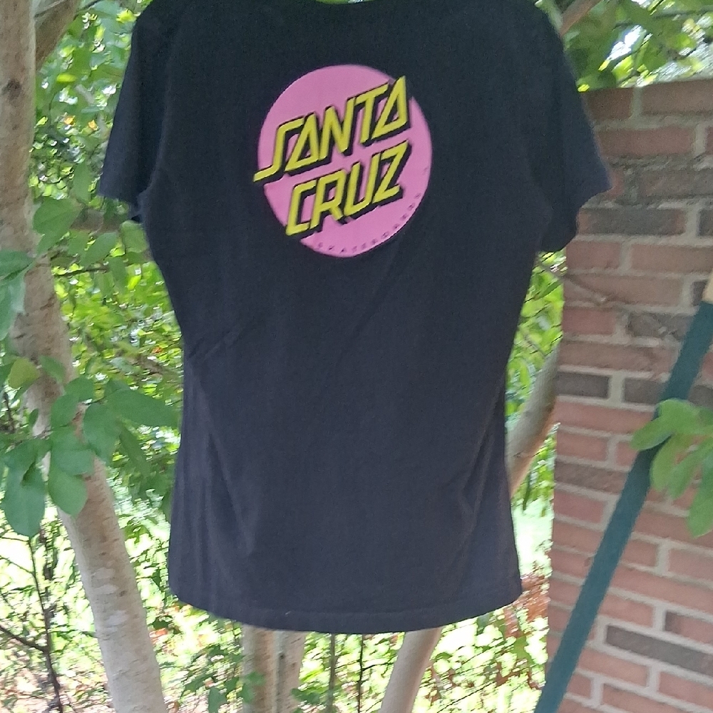 Santa Cruz Skateboards Black and Pink Short Sleeve Tee